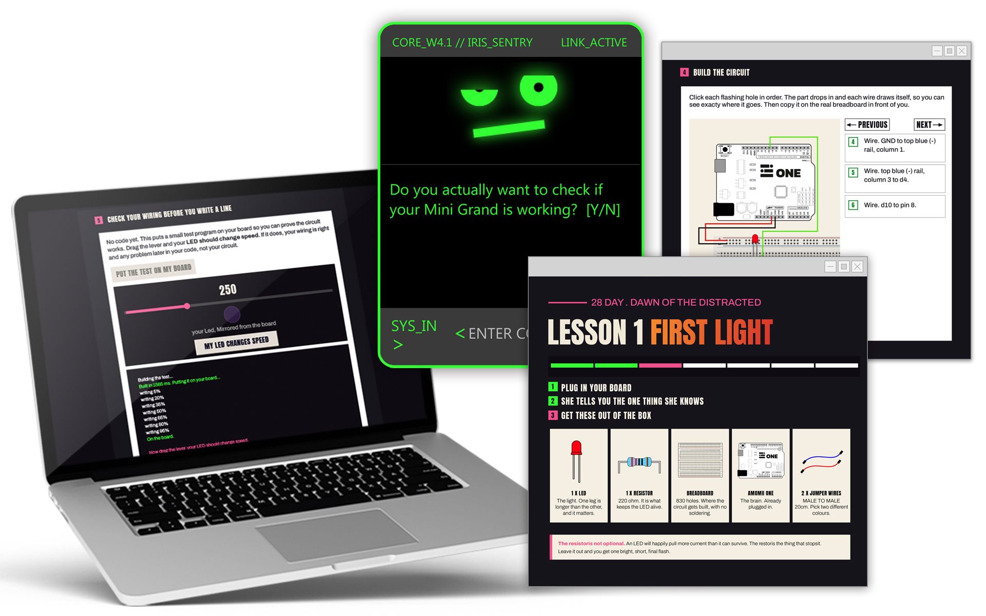 A 28 Days lesson with IRIS shown on a laptop screen