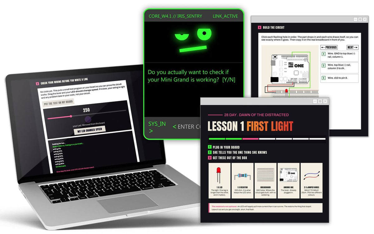 A 28 Days lesson on a laptop screen